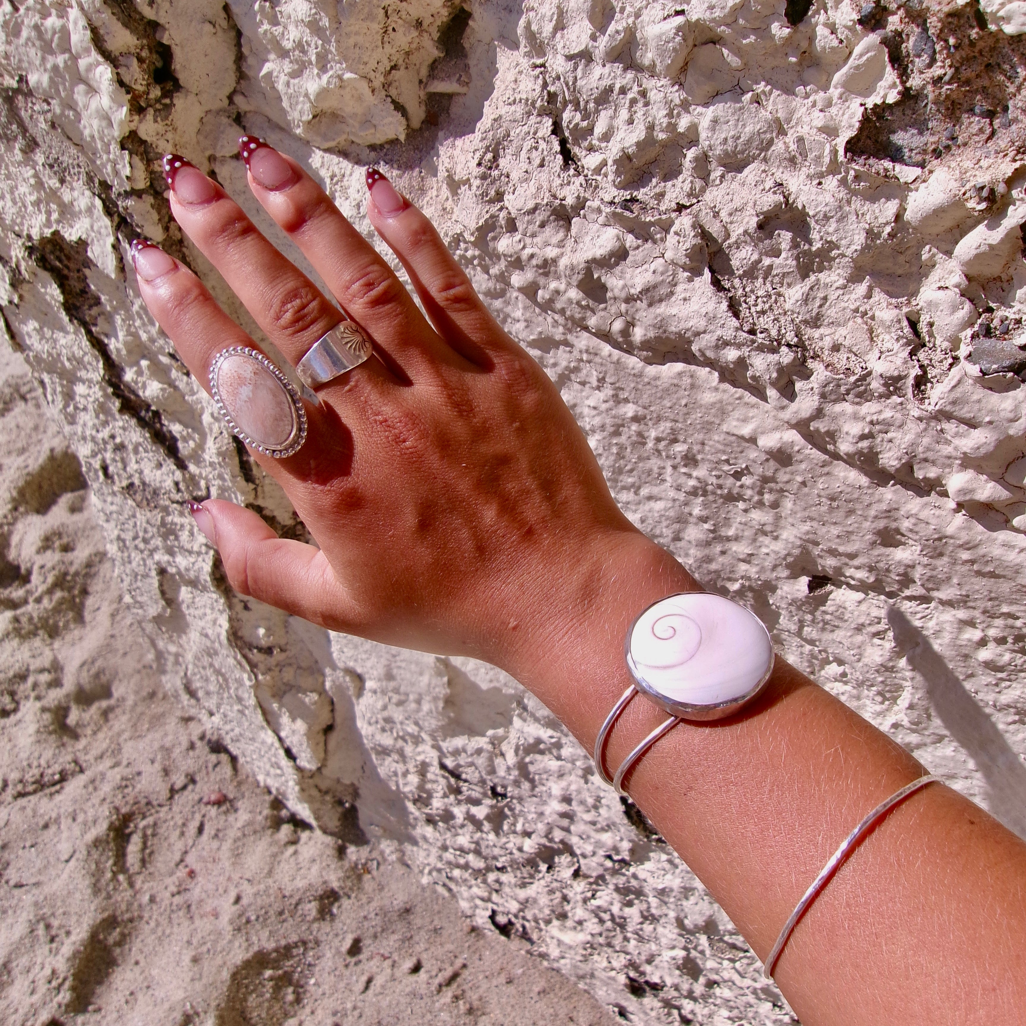 Pink Scolecite Beaded Ring