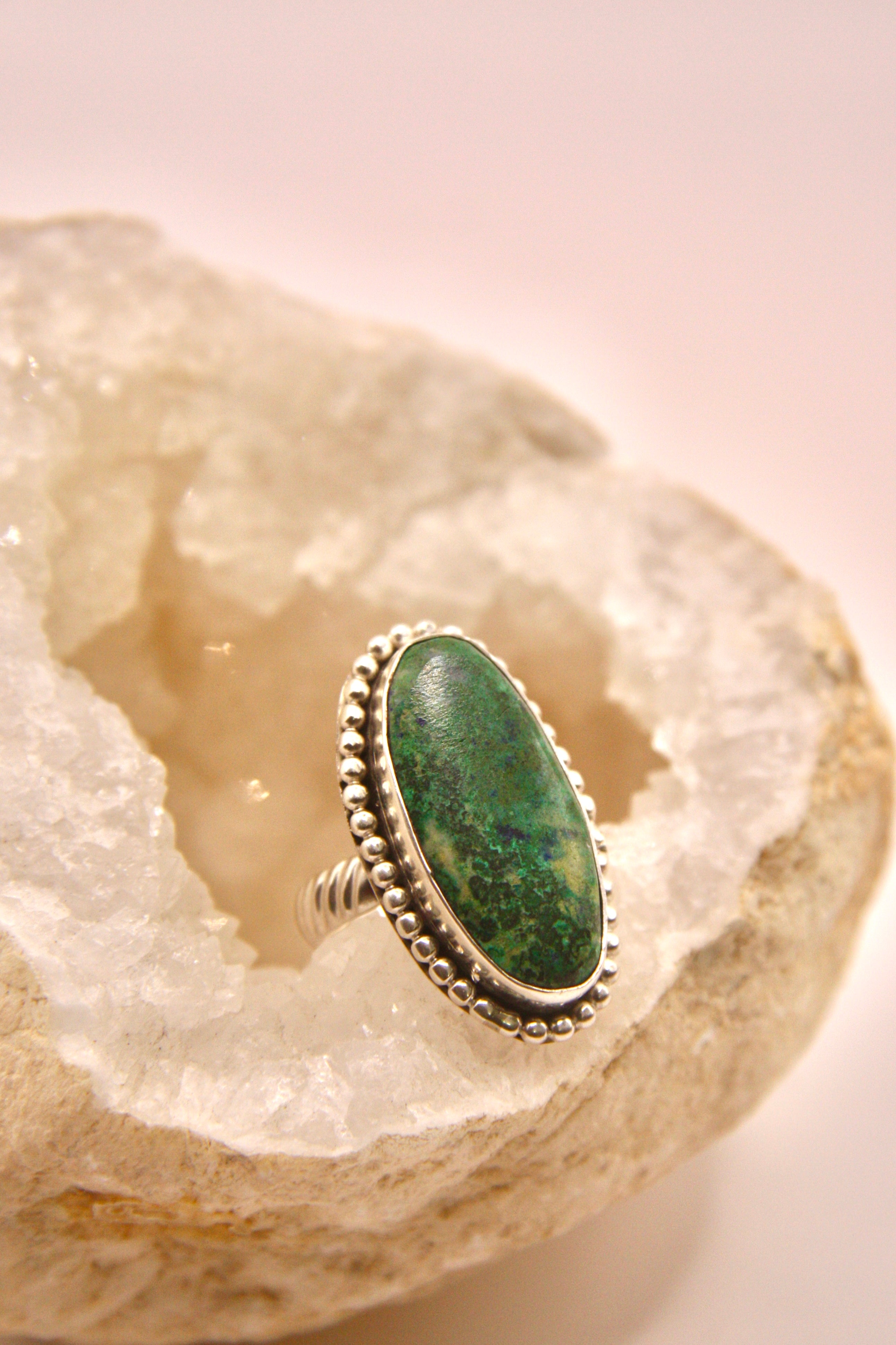 Mossy Green Beaded Ring