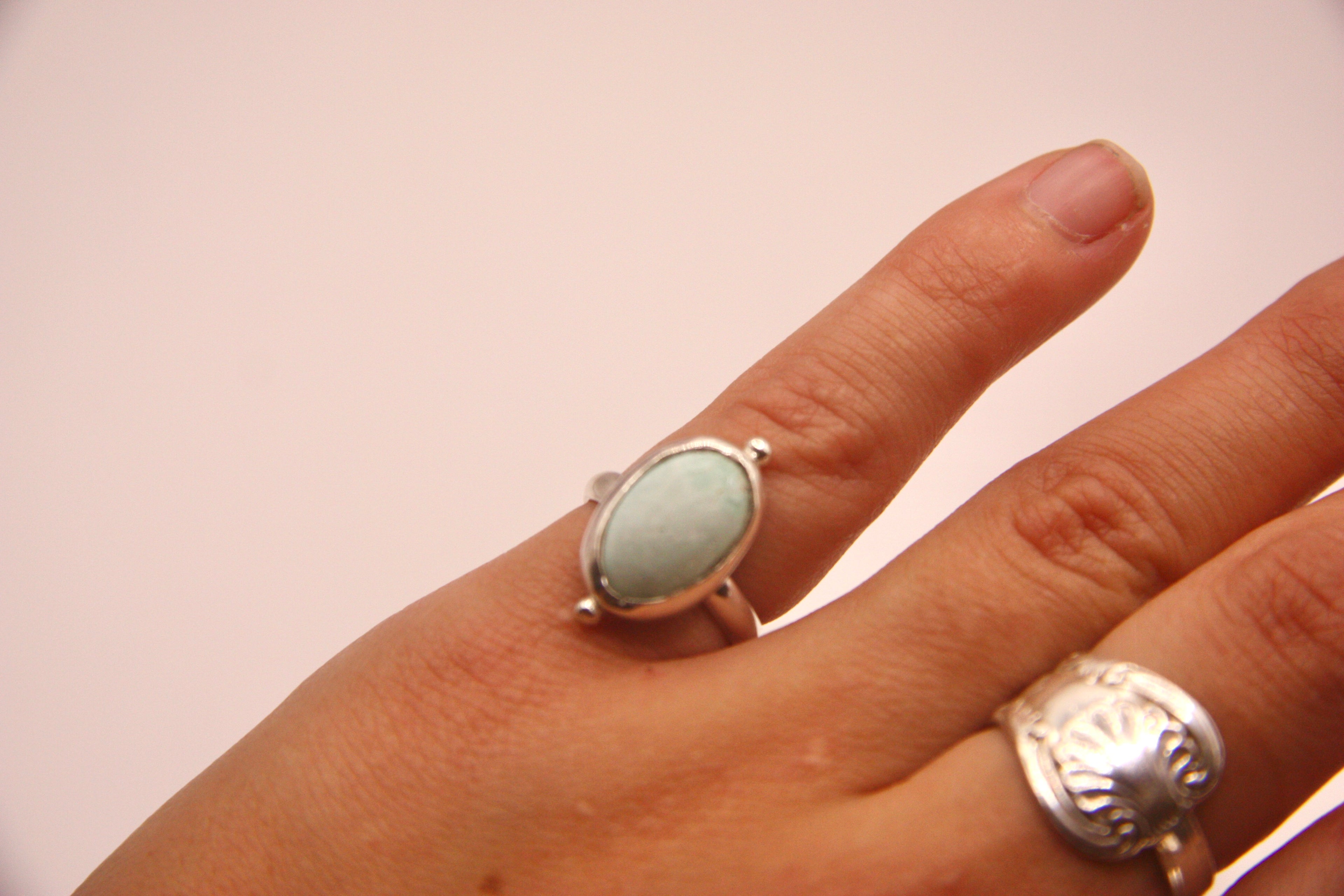 Turquoise dot pinky ring