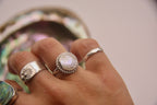 Flat Pearl Bead Lined Ring