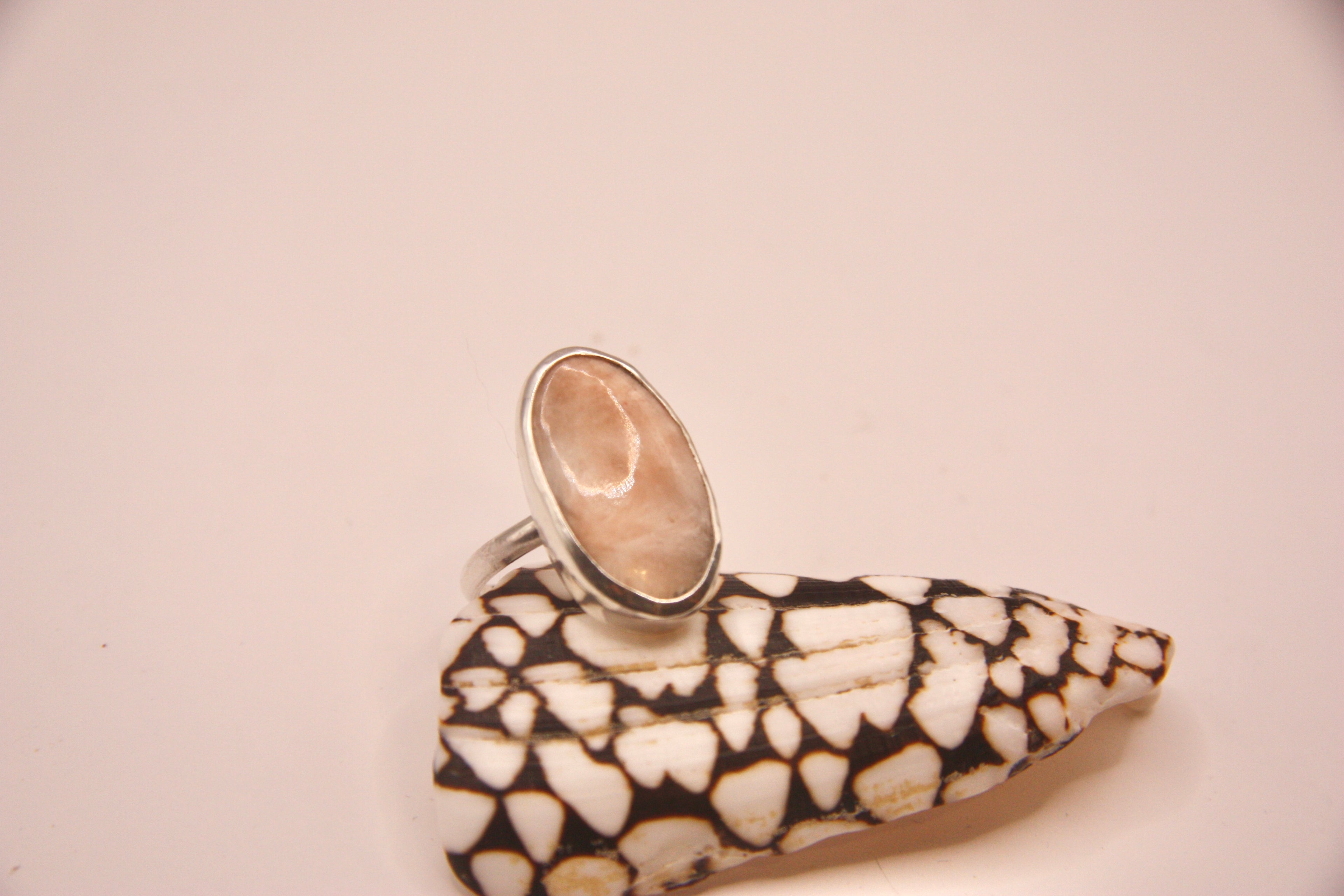 Pink Scolecite Plain Ring
