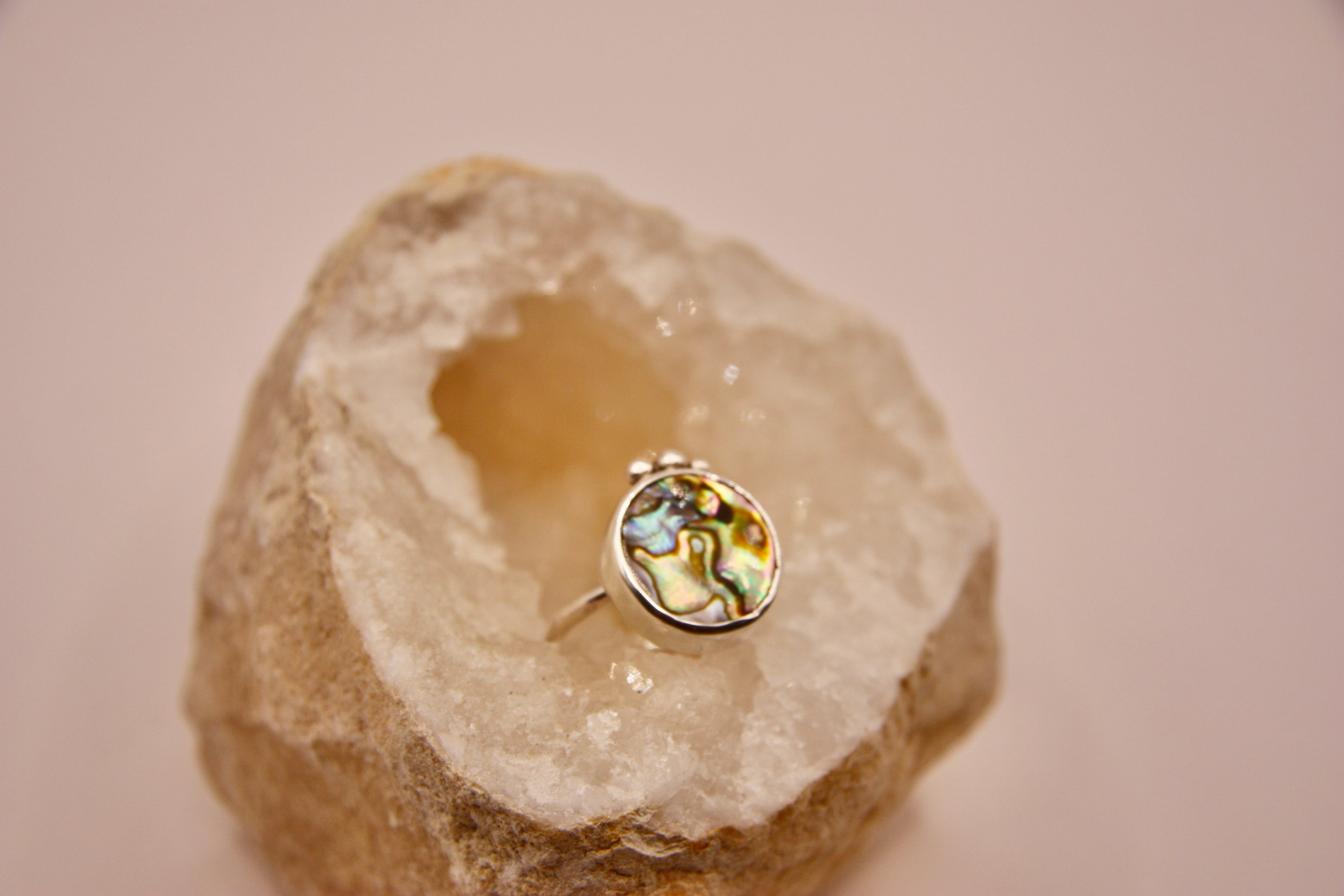 Round Abalone Dot Ring