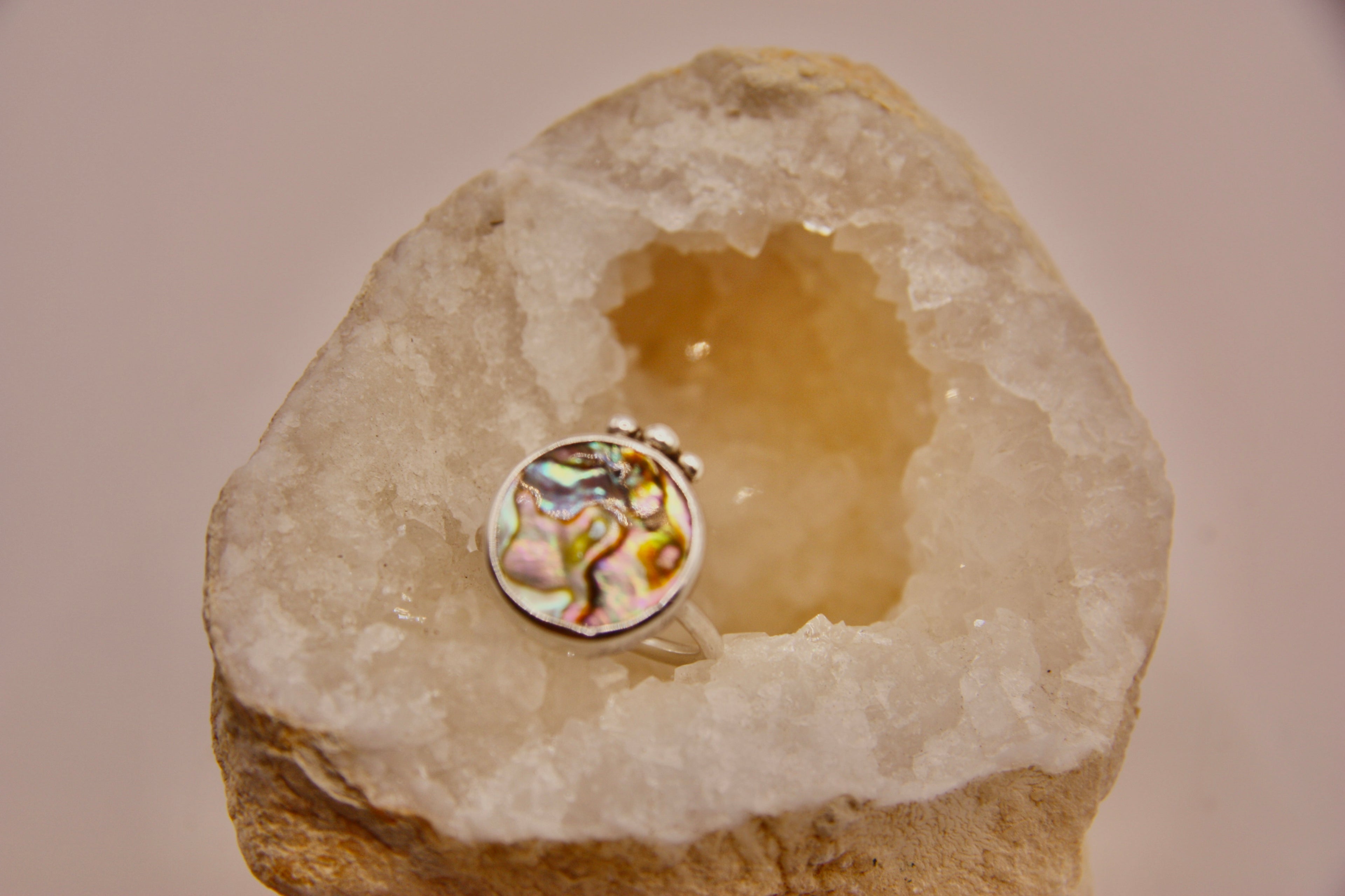 Round Abalone Dot Ring