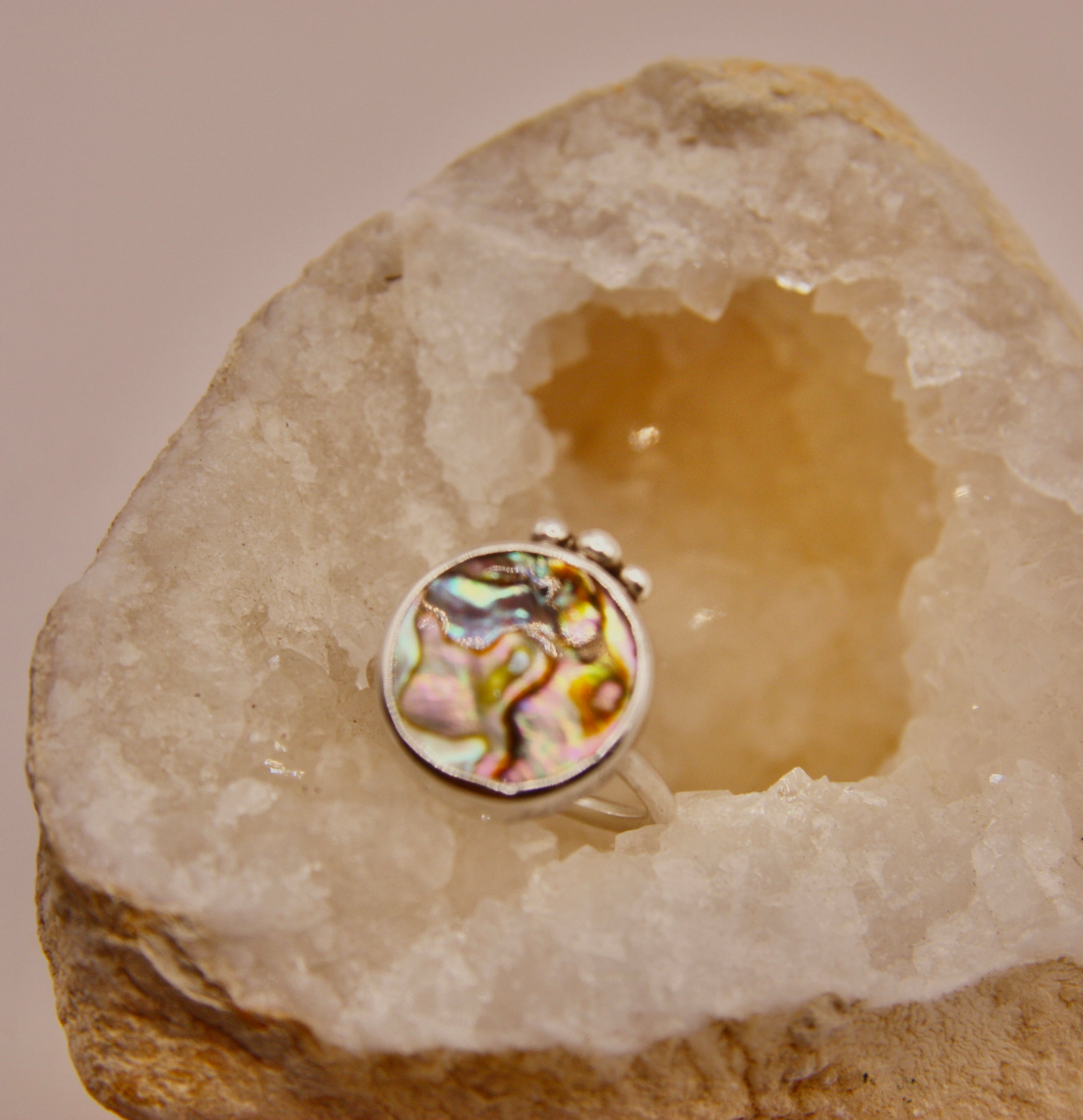 Round Abalone Dot Ring