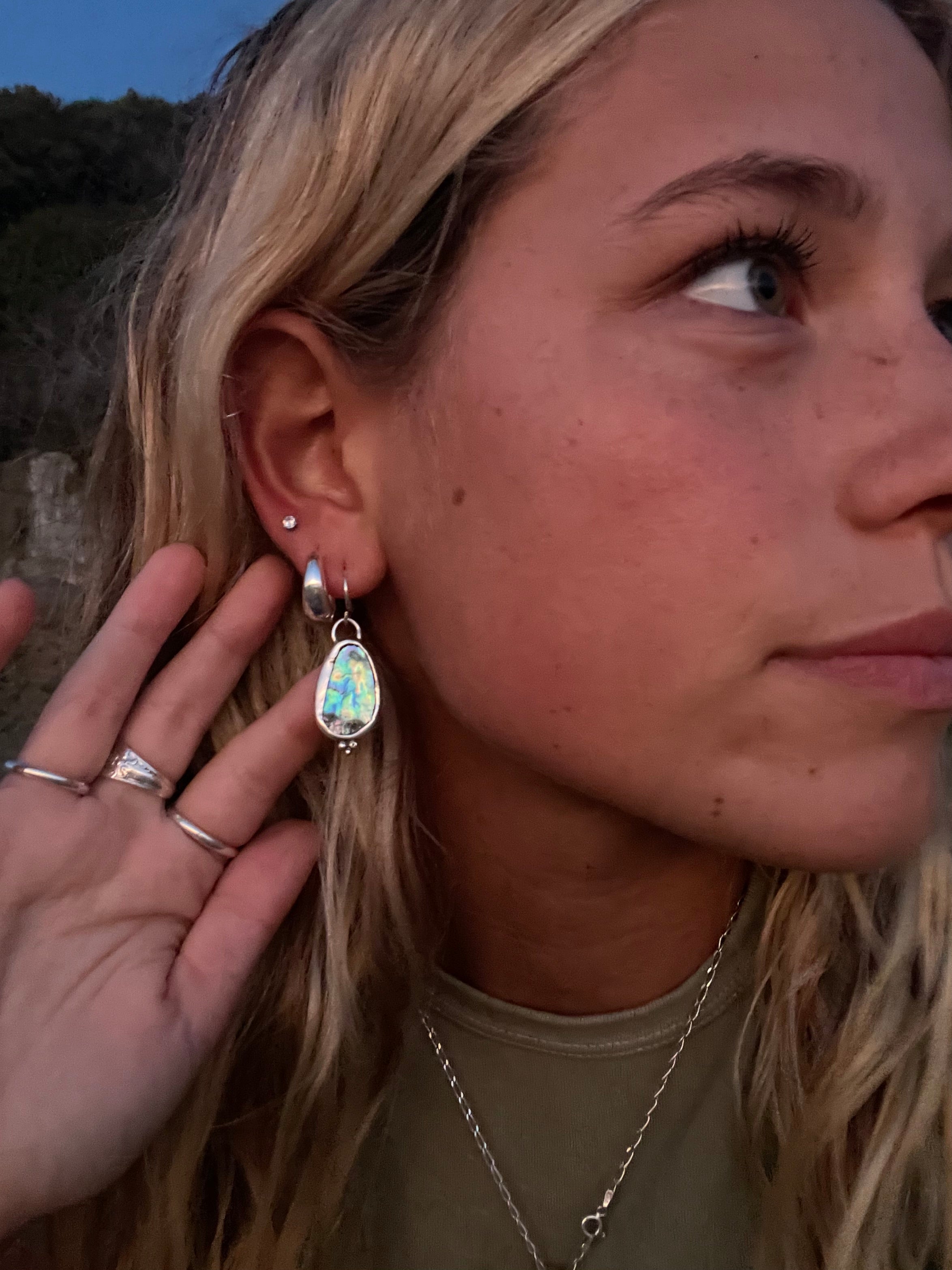 Dangling Double Sided Abalone Earrings