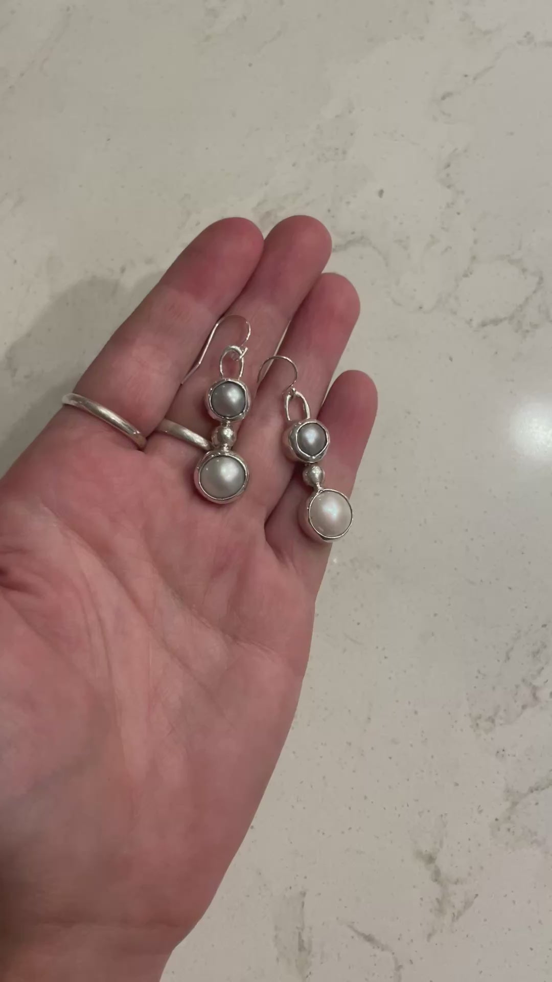 Pearl Dot Dangling Earrings