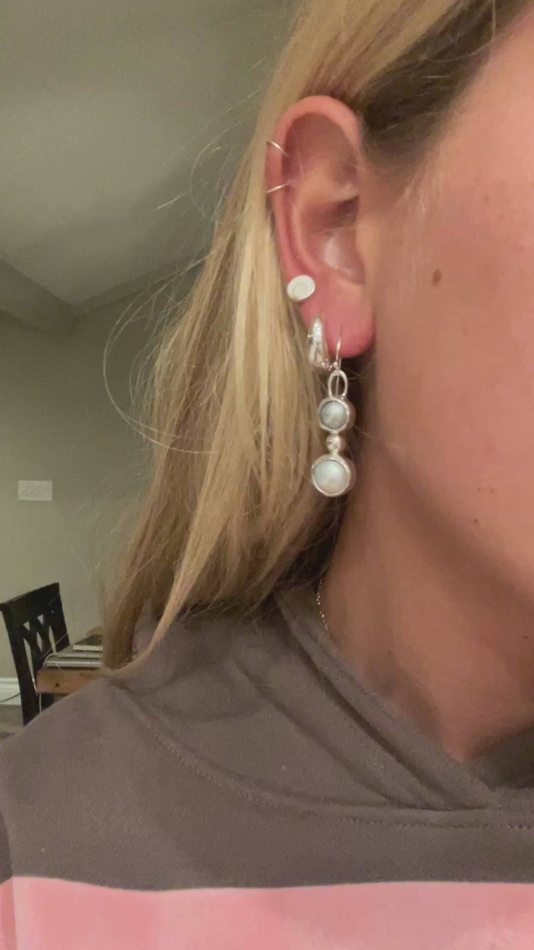 Pearl Dot Dangling Earrings